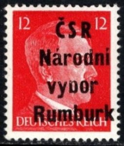 1945 Czechoslovakia Local Overprint 12 Pfennig Rumburk Czech National Committee