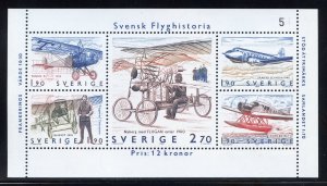 Sweden 1516 MNH, Swedish Aviation History Souvenir Sheet from 1984.