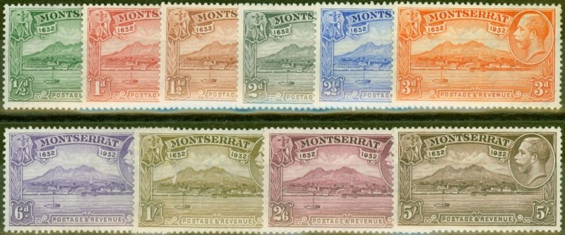 Montserrat 1932 set of 10 SG84-93 Fine Very Lightly Mtd Mint