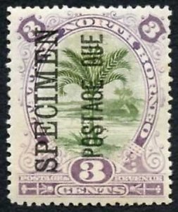 North Borneo SGD3s 3c bronze-green and dull purple Perf 14.4-14.7 opt SPECIMEN