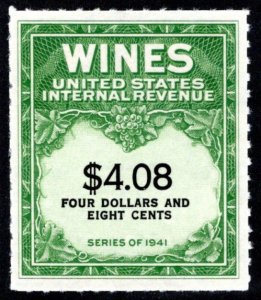 Scott RE201, $4.08, MNH, NGAI, Fresh, Type of 1942-49, USA Wine Revenue Stamp