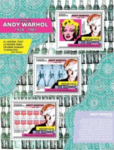 GUINEA - 2012 - Andy Warhol - Perf 3v Sheet - Mint Never Hinged