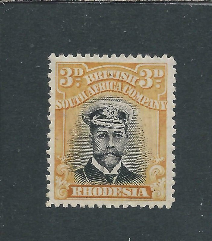 RHODESIA 1913-19 3d BLACK & YELLOW DIE 2 MM SG 222 CAT £85