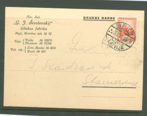 Latvia  1921 Postcard from Riga Tobacco Factory. Requesting a meeting to take orders.