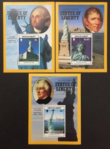 Montserrat 1986 #636-8 S/S, Statue of Liberty, MNH.