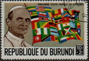 Burundi B40 - Cto - 10+2fr Pope Paul VI / Flags of Africa (1969)