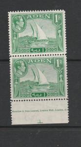 Aden 1939 GV1 Defs 1R, part Imprint pair UM/MNH SG 24