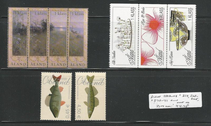 Aland - Finland, Postage Stamp, #212, 263-265, 270-271 Mint NH, 2003-08