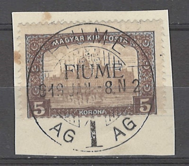 COLLECTION LOT # 4887 FIUME #19 ON PIECE 1918 CV+$27