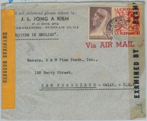 74603 - SURINAME - POSTAL HISTORY -  COVER  to USA with DOUBLE CENSOR! 1944