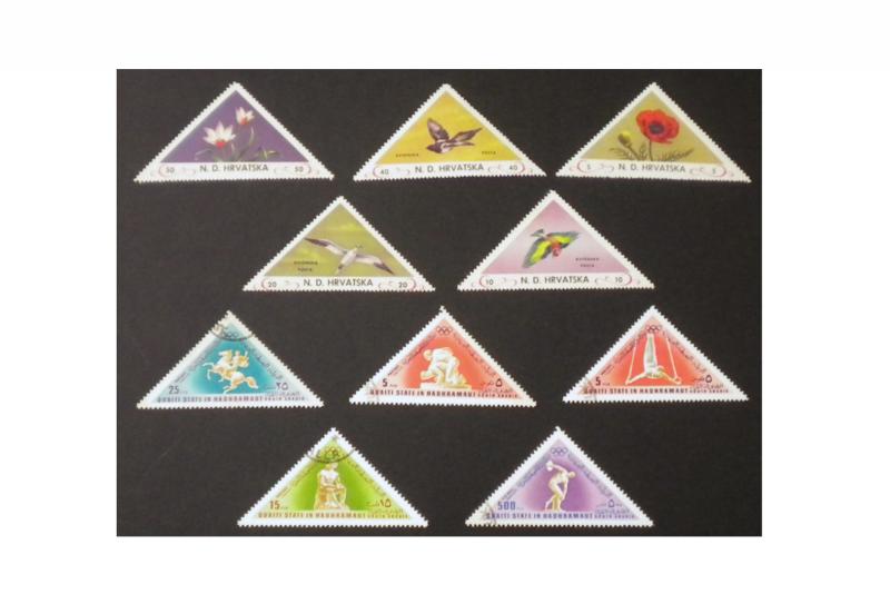 WORLDWIDE 10 TRIANGLE SHAPED STAMP PACKET L: CT4