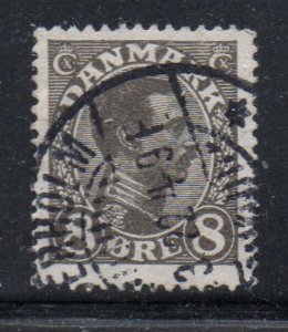 Denmark Sc 99 1920 8 ore dark gray Christian X  stamp used