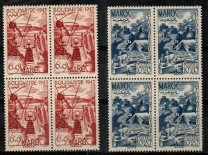 French Morocco Scott B34-5 Mint NH blocks (Catalog Value $26.00)