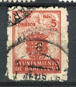 SPAIN 1930s early CIVIL WAR issue used Hinged Pictorial stamp Barcelona