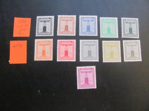 Germany 1938 MNH MI. 144-154 OFFICIAL  SET VF/XF 150 EUROS (204) NEW COLLECTION