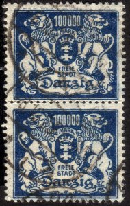 1923, Danzig, 100.000Mk, Used pair, Sc 133