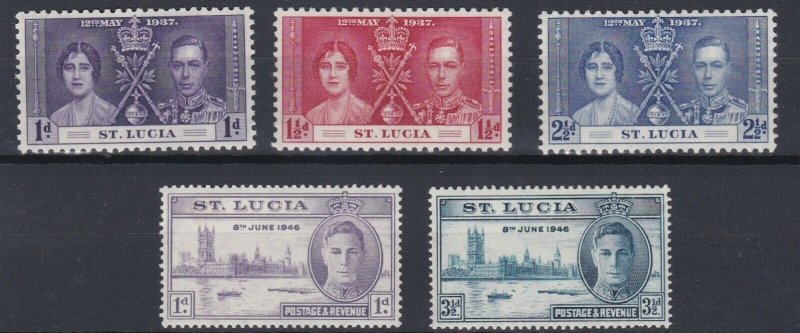 ST LUCIA     1937 - 46    CORONATION   &  VICTORY  SETS  MH 