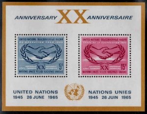 United Nations #145 ~ Souvenir Sheet ~ 20th Anniversary of UN ~ Mint, NH  (1965)