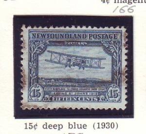 Newfoundland  1930 15 c airplane stamp re-engraved used #170