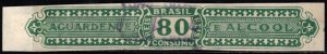 Vintage Brasil Revenue 80 Reis Aguardente Alcohol Consumption Used (Green)