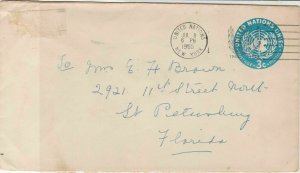 United Nations 1955 U.N. New York Cancel  3c U.N. Wreath Stamps Cover  ref 22117