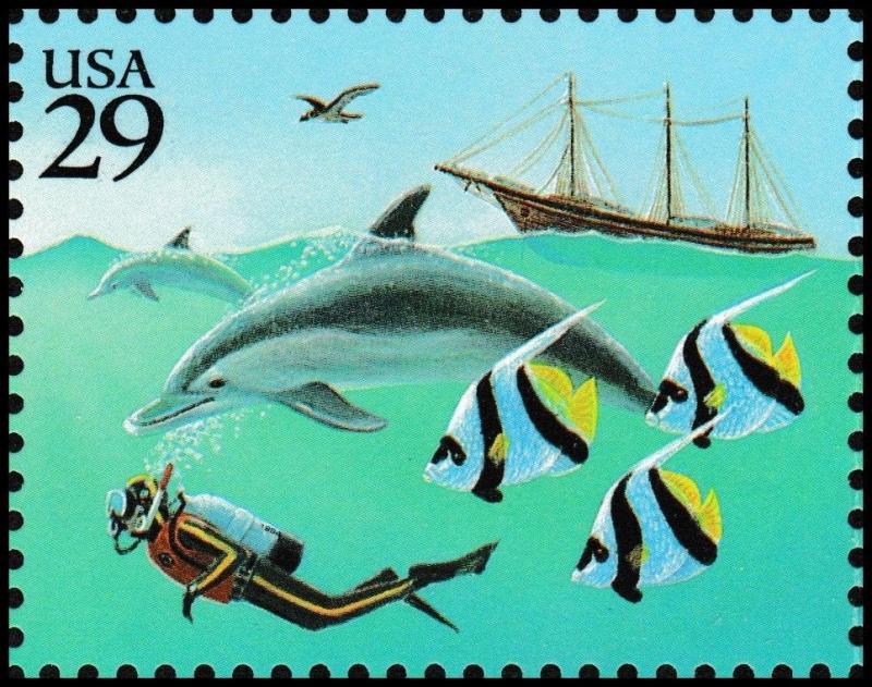 US 2864 Wonders of the Sea Dolphin 29c single (1 stamp) MNH 1994