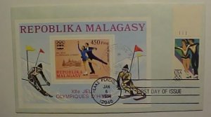 MALAGASY US MIXED FDC 1975 , 1984 OLYMPICS