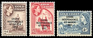 Ghana 25-27, hinged, Additional Independence overprints