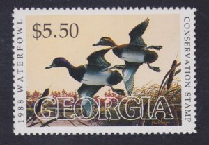 State Hunting/Fishing Revenues - GA - 1988 Duck Stamp - GA-4 - MNH