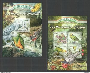 2013 Niger Fauna Birds Parrots Les Perraquets Africains 1+1 ** St2816