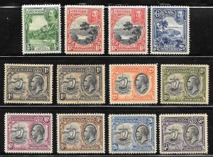 Grenada Scott 114-123, 115a, 116a Unused HOG - 1934 Places and Culture Issue