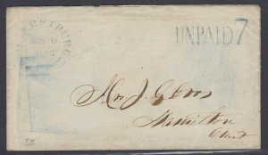 Canada 1852 Stampless cover, Amherstburg Unpaid 7 to Hamilton