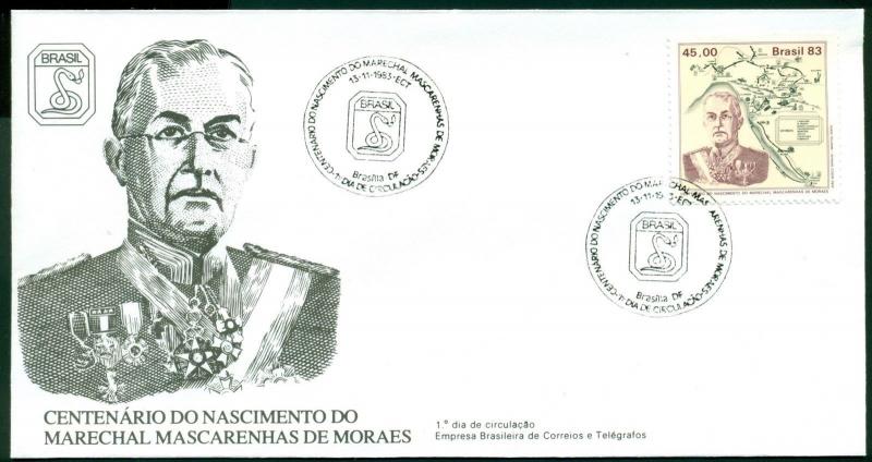 Brazil FDC: Scott #1891 Marshal Mascarenhas de Moraes Birth Centenary $$