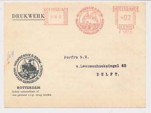Meter card Netherlands 1952 Shipping Company Wambersie - Sailing list Rotterdam 