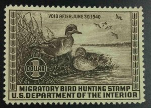 MOMEN: US STAMPS #RW6 DUCK MINT OG NH VF/XF LOT #73002*