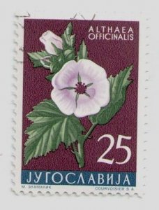 1957 Yugoslavia #472 Common Marshmallow (Althaea officinalis) Flowers Flora USED