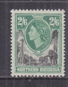 NORTHERN RHODESIA, 19953 QE 2s.6 Black & Green, heavy hinged.