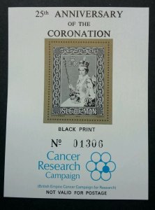 Isle Of Man 25th Anniv Of Coronation 1978 Queen (ms) MNH Black Print