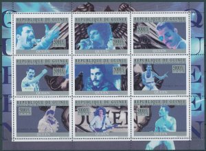 Queen Freddie Mercury Stamps Guinea 2010 MNH Music Singers Famous People 9v M/S