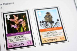 COLOR PRINTED ALDERNEY 1983-2018 STAMP ALBUM PAGES (80 illustrated pages)