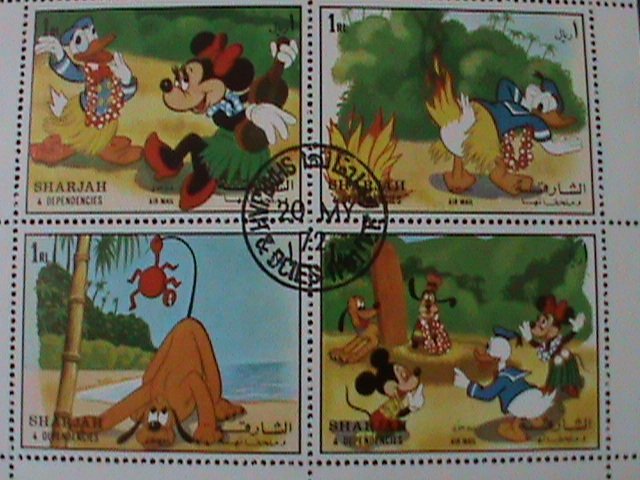 SHARJAH-1972-WALT DISNEY CARTOON MOVIE-DONALD DUCK IN HAWAII-CTO S/S VF