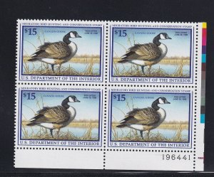 RW64 VF-XF plate block of 4 OG never hinged nice color cv $ 120 ! see pic !