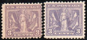 US #537 & 537c SCV $210 F-VF OG Hr, vivid color set!