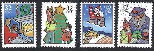 United States #3108-11 32¢ Family Scenes (1996). Four singles. MNH