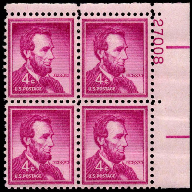 US #1036a LINCOLN MNH UR PLATE BLOCK #27008