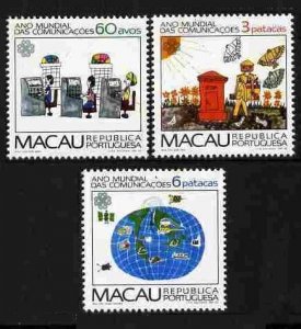 Macau 1983 World Communications Year (3v Cpt) MNH CV$15