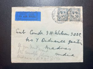 1930 Ireland Airmail Cover Mountmellick to Madras British India