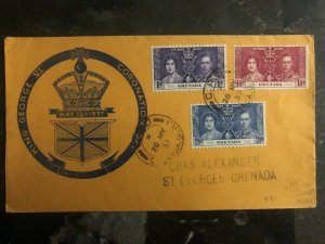 1937 Grenada King George VI Coronation FDC First Day Cover KGVI Domestic Used