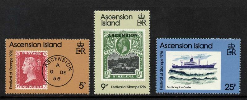 Ascension Island 212-4 MNH Stamp on Stamp, Ship, Queen Victoria