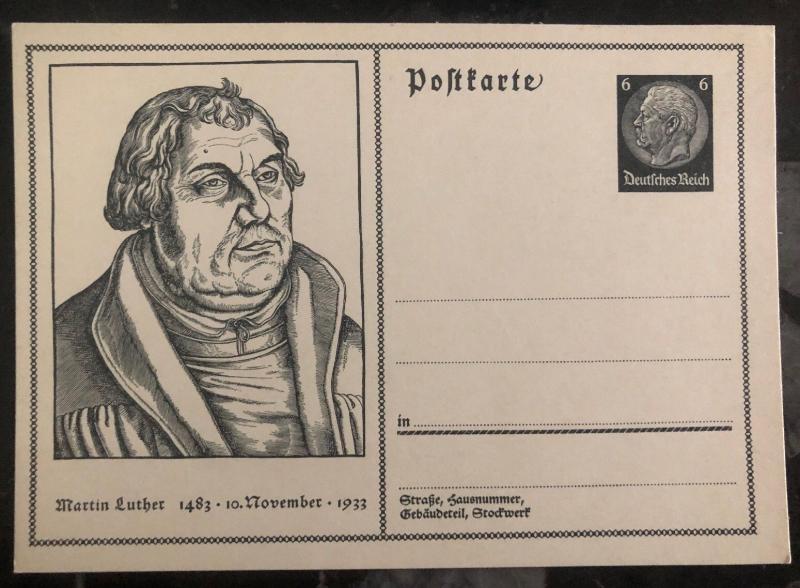 Mint Germany Postal Stationary Postcard Cover Martin Luther 1933